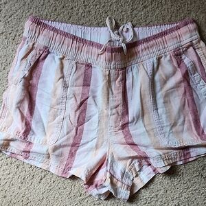 GAP High Waist Striped Shorts - Pink and White